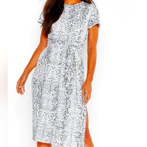 Petite snack print midi dress
